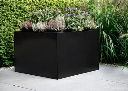 Plantenbak vlak 120x120x60cm grafiet zwart