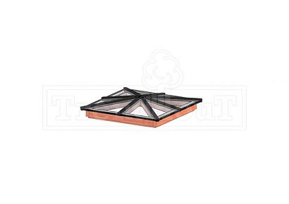 Lichtstraat schilddak 153,6x153,6cm incl. gelaagd isolatieglas en profielen