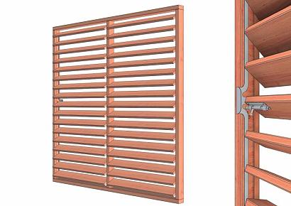 Louvre horizontaal draaibaar 223x220cm onbehandeld module H