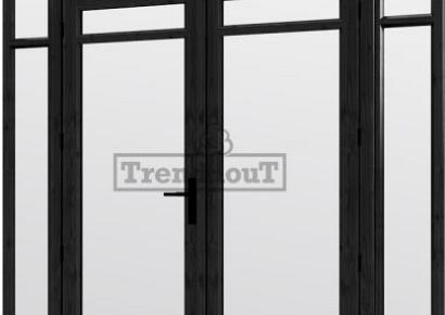 Steel Look raam 223x220cm zwart module H-02 met dubbele openslaande deuren