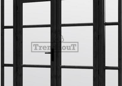 Steel Look raam 223x220cm zwart module H-03 met dubbele openslaande deuren