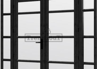 Steel Look raam 223x220cm zwart module H-04 met dubbele openslaande deuren