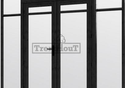 Steel Look raam 276x220cm zwart module C-02 met dubbele openslaande deuren