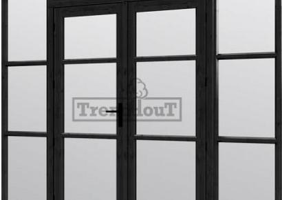 Steel Look raam 276x220cm zwart module C-03 met dubbele openslaande deuren