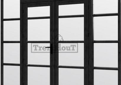 Steel Look raam 276x220cm zwart module C-04 met dubbele openslaande deuren