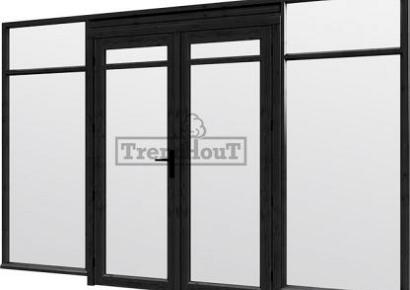 Steel Look raam 340,5x220cm zwart module E-02 met dubbele openslaande deuren