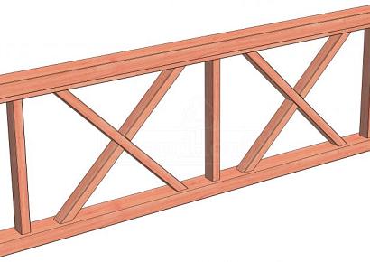 Veranda kruis hekwerk H 70x223cm onbehandeld