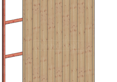 Wandmodule B sponningplank verticaal 163x220cm eiken onbehandeld