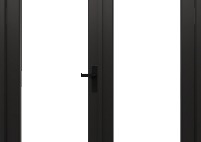 Stapeldorpeldeur meranti dubbel 83,4x216,9cm+ kozijn 178x226,3cm zwart (incl. DTS en deurbeslag)