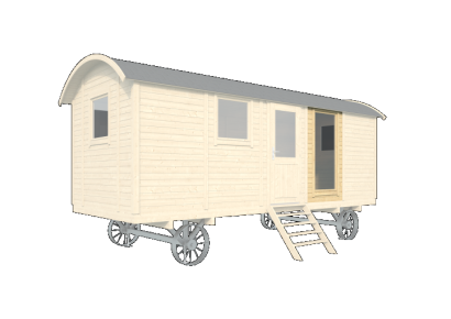 Prefab paneel met groot raam t.b.v. zigeunerwagen vuren