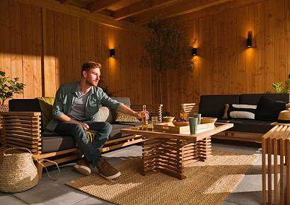 Loungeset Riverside bijzet bankje 110x35x45,5cm teak