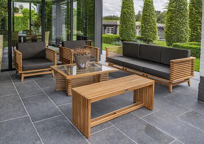Loungeset Riverside bijzet bankje 110x35x45,5cm teak