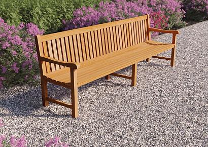 Parkbank Norwich 250x51x91cm teak extra middenpoten