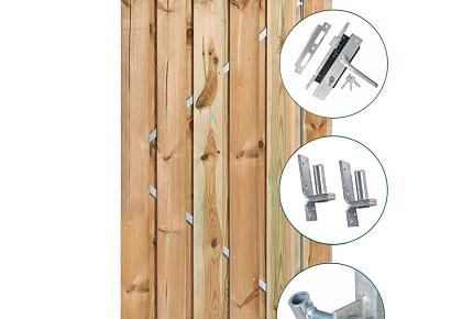 Tuindeur Privacy 195x130cm recht geimp met rvs slot + ijzeren frame