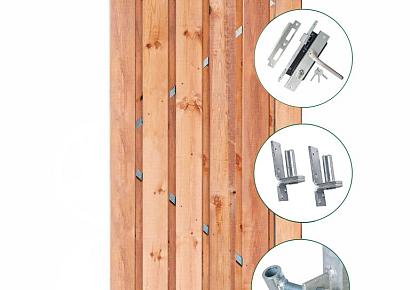 Tuindeur Privacy 195x90cm recht red class met rvs slot + ijzeren frame