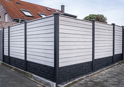 Romeins rotsmotiefplaat 4,8x26x184cm antraciet gecoat met mes en groef