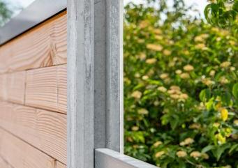 Beton eindpaal Zaan houtstapel E-sleufpaal 10x10x275cm wit/grijs vlakke kop