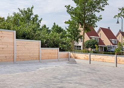 Beton eindpaal Zaan houtstapel E-sleufpaal 10x10x275cm wit/grijs vlakke kop