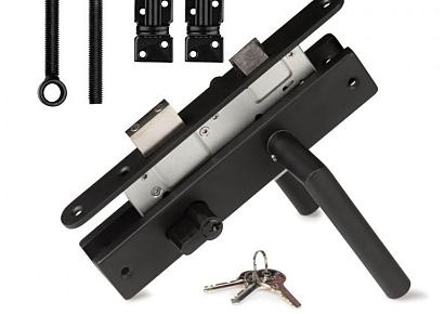 Veiligheidsslot set rvs +alu sluitplaat+klinken zwart