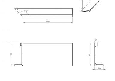 Plantenbak module+ inwendig hoekpaneel (c) 90x42cm l corten