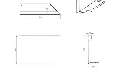 Plantenbak module+ uitwendig hoekpaneel (b) 60x42cm r corten