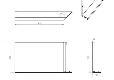 Plantenbak module+ inwendig hoekpaneel (c) 90x56cm r corten