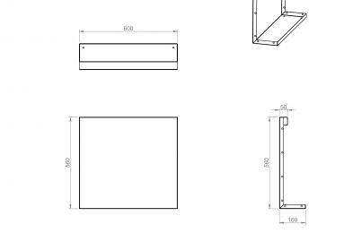 Plantenbak module+ recht paneel (a) 60x56cm corten