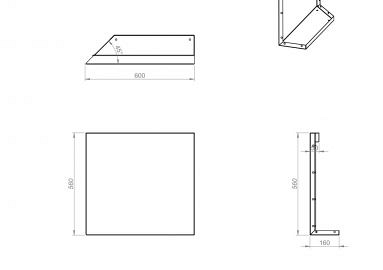 Plantenbak module+ uitwendig hoekpaneel (b) 60x56cm l corten
