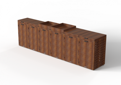 Kliko-ombouw 240L - 2 stuks corten met klep