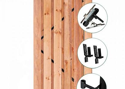 Tuindeur Privacy 195x100cm recht red class met zwart slot + zwart ijzeren frame