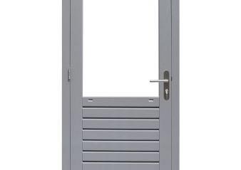 Hardhouten enkele 1-ruits glasdeur Prestige met dubbelglas rechtsdraaiend 109x221cm grijs gegrond