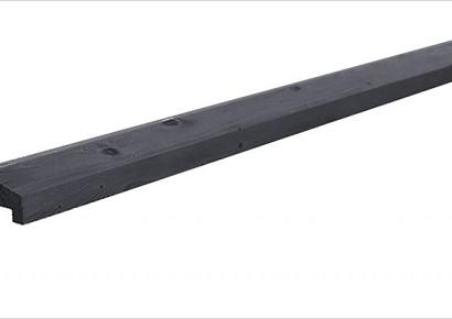 Grenen geschaafde afdekkap met sponning 3,5x8,5x180cm t.b.v. rechtscherm, zwart gedompeld
