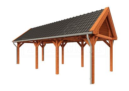 Buitenverblijf Zadeldak XL 885x380x395cm (bxdxh)