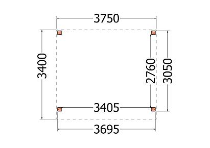 Buitenverblijf Refter XL 375x340x260cm (bxdxh)