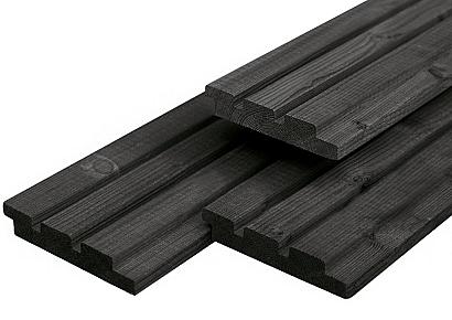 Triple profiel 2,2x14x400cm zwart gespoten vuren