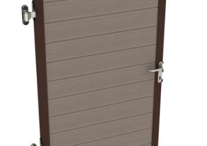 DF deur 200cm tropical brown compleet met lux hang en sluitwerk (speciale poortpaal nodig)