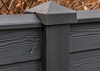 Beton afdekpet 14x14x5cm hoekmodel antraciet gecoat met diamantkop