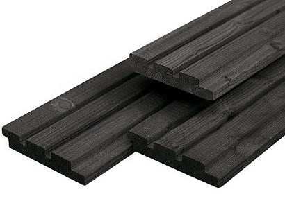 Triple profiel 2,2x14x300cm zwart gespoten vuren