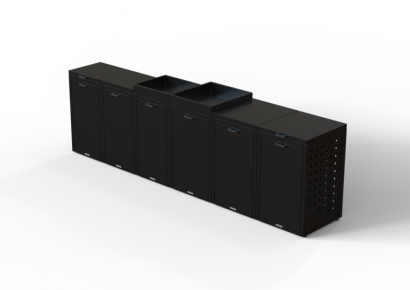 Kliko-ombouw 120L - 4 stuks grafiet zwart met klep
