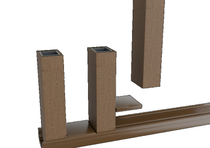 Brise soleil alu U-profiel met klikbare kap L-300cm Teak