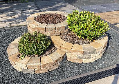 Pilestone ronde bloembak brown white antra