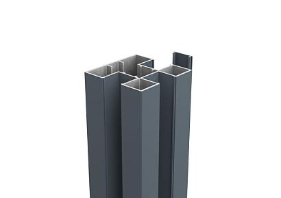 Boston Alu H paal 7,5x7,5x124cm incl. Alu afwerkingsprofiel 0,4x2,4x124cm RAL7016
