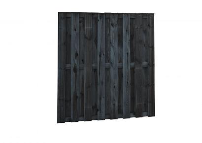 Grenen geschaafd plankenscherm 18-planks 180x180cm recht zwart gedompeld