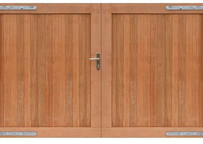 Hardhouten dubbele toegangspoort, verticaal, 300x180cm incl. beslag