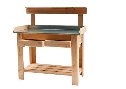 Tuinwerktafel douglas met zinken blad 109x85x48cm