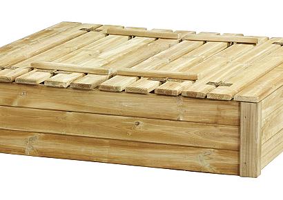 Zandbak Tom met deksel/zitbank 120x120x30cm