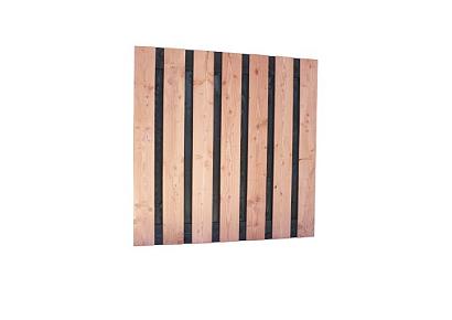 Douglas fijnbezaagd plankenscherm met zwarte binnenkant, 15-planks 180x180cm zwart/onbehandeld