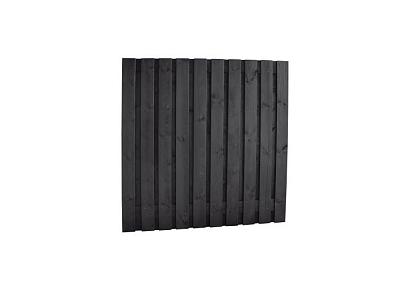 Naaldhout geschaafd plankenscherm 21-planks 180x180cm recht geïmpregneerd en zwart gedompeld