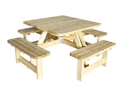Picknicktafel Vierkant 4cm dik bladmaat 115x115cm