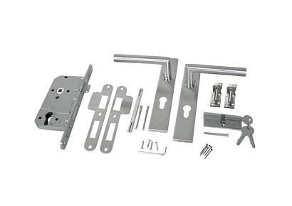 Rvs luxe deurbeslag set skg, cilinder en slot